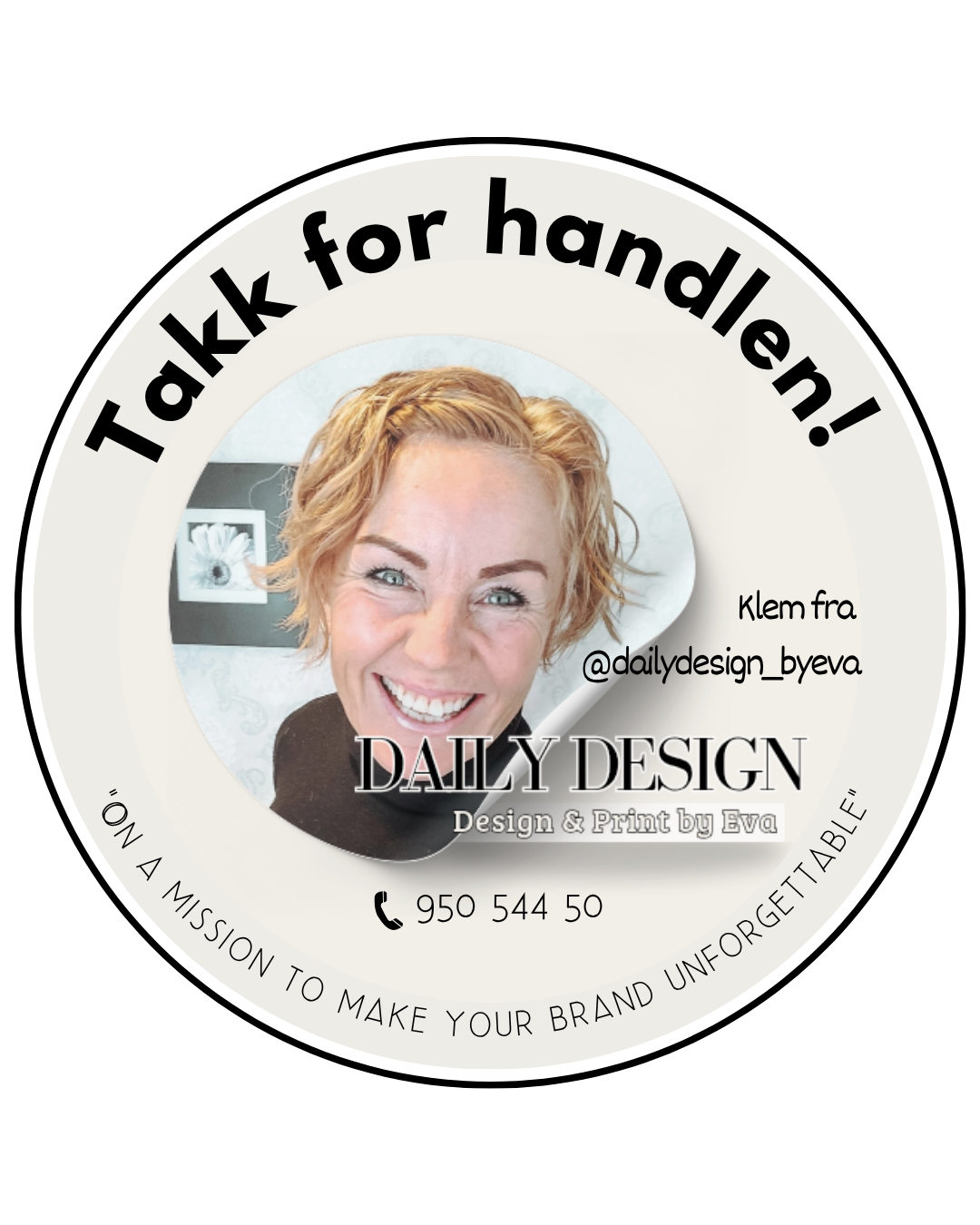 5o stk Klistremerker 3 cm – personlig design tilpasset din stil.