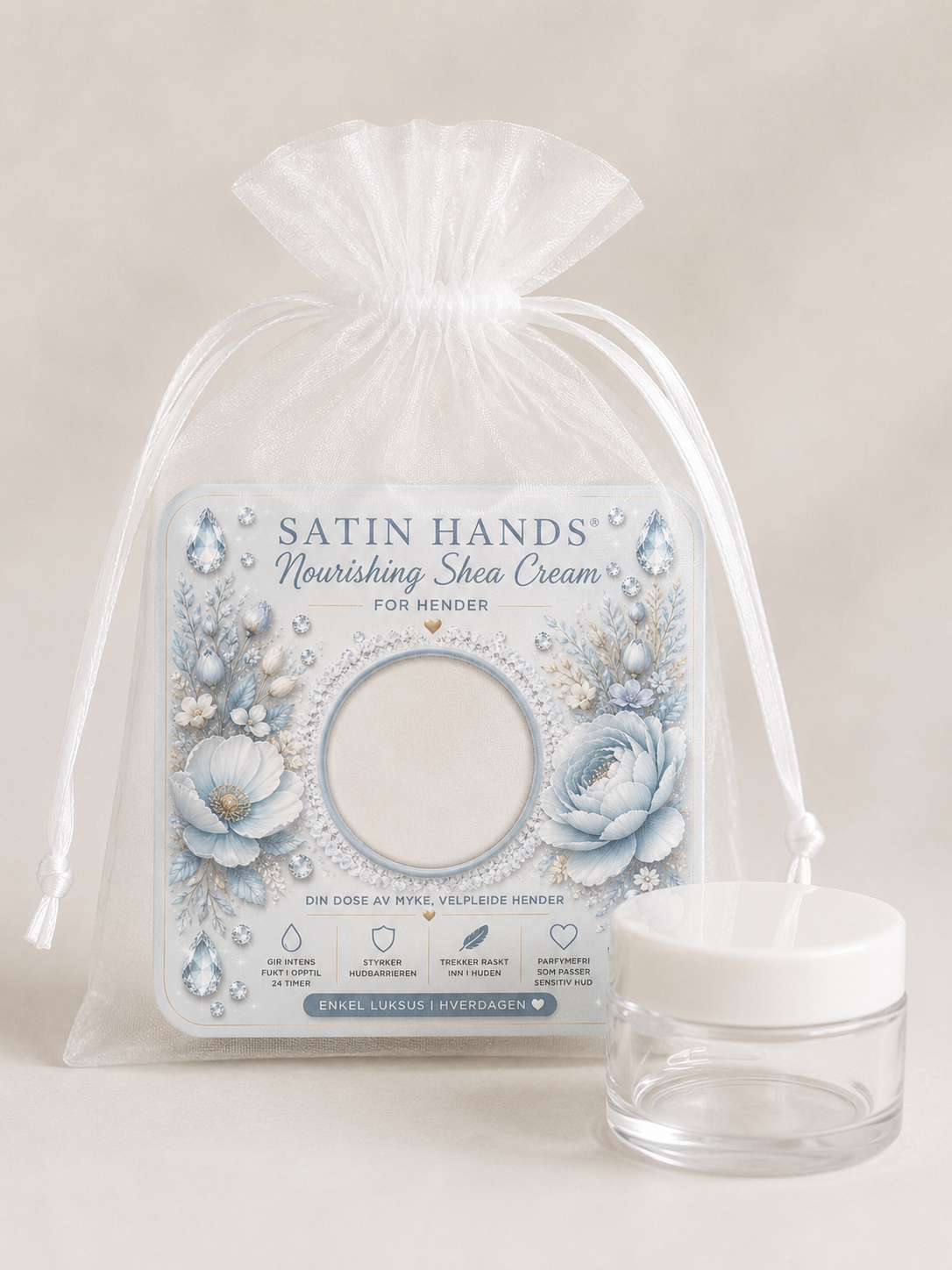 Premium displaykort Satin Hands 💎