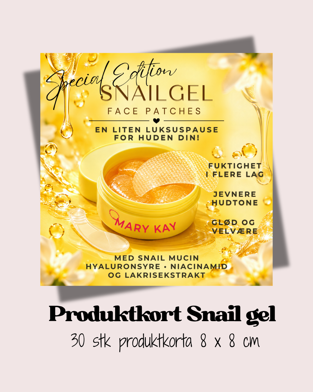 Produktkort – Snail Gel Face Patches | 30 stk 💛 kommer snart!