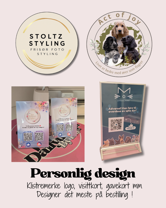 Personlig design: Logo, klistremerker, visittkort og mer