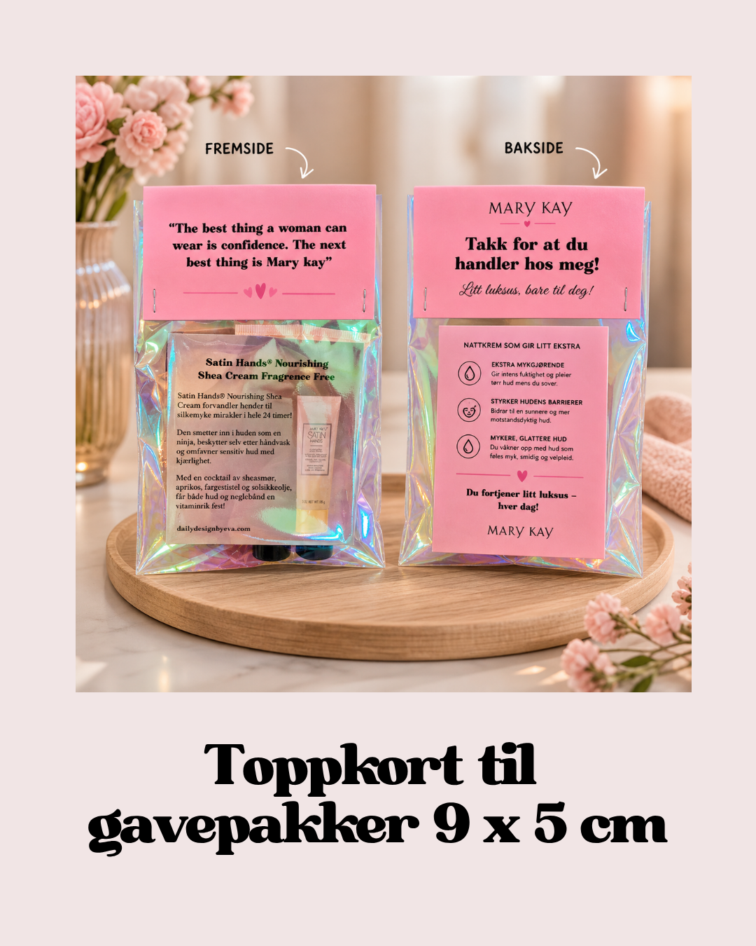Toppkort til gavepakker, klar til bruk 🌸