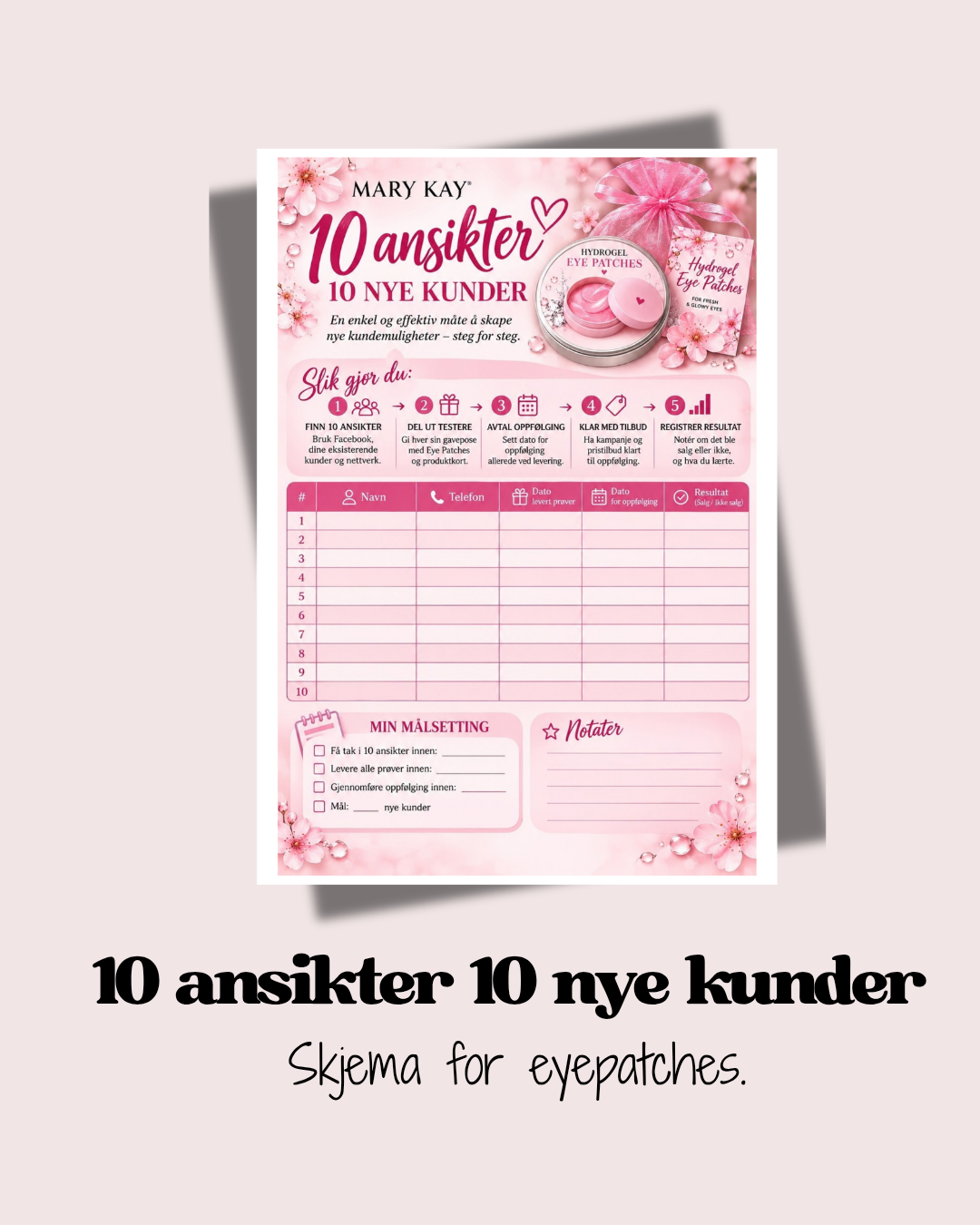 10 ansikter – 10 nye kunder 💗 | Eye Patches planleggingsskjema