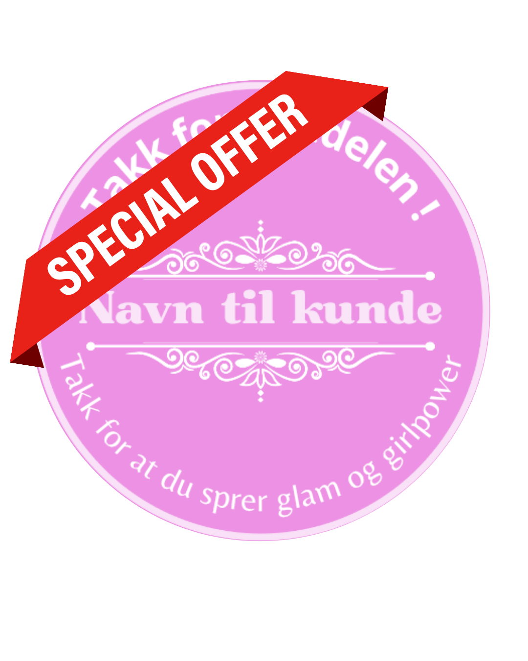 100 stk "Takk for handelen" klistremerke 5 cm hvor du kan skrive navnet til kunden i midten🎀