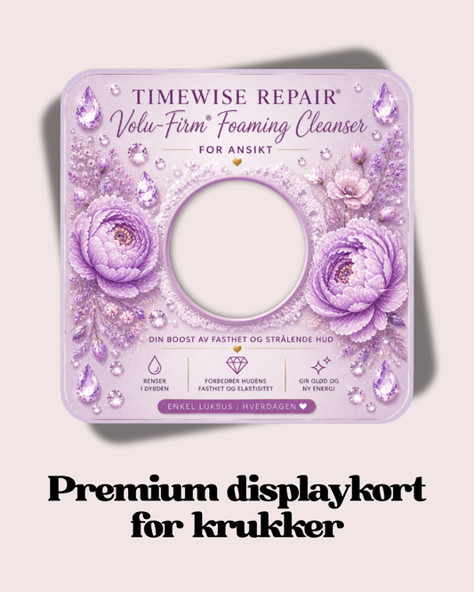 6 stk Premium displaykort for krukker,3 cm TimeWise foaming cleanser