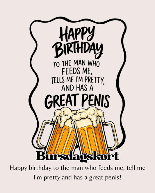 Happy Birthday – humoristisk bursdagskort / klistremerke 😅🍻